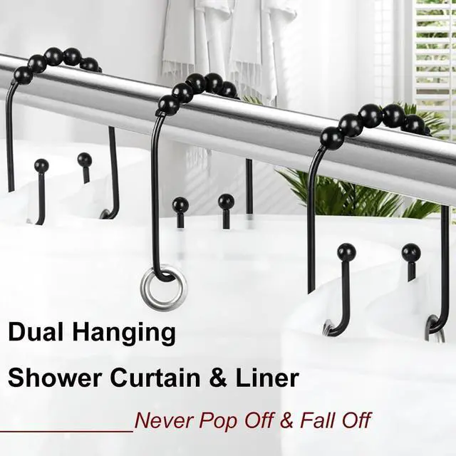 Alt view image 3 of 7 - Resze U Shaped Shower Curtain Hooks Rings, Black, 12 Pcs
