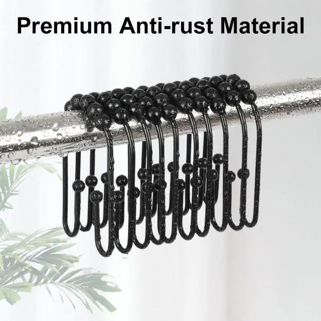 Alt view image 5 of 7 - Resze U Shaped Shower Curtain Hooks Rings, Black, 12 Pcs