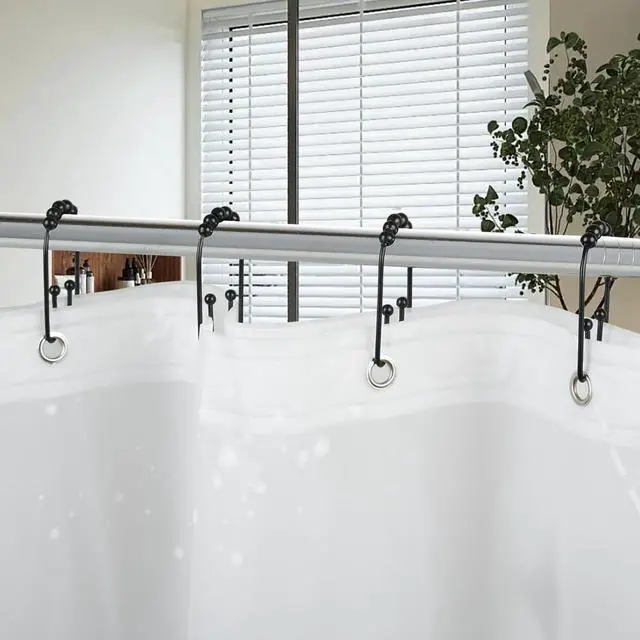Alt view image 7 of 7 - Resze U Shaped Shower Curtain Hooks Rings, Black, 12 Pcs