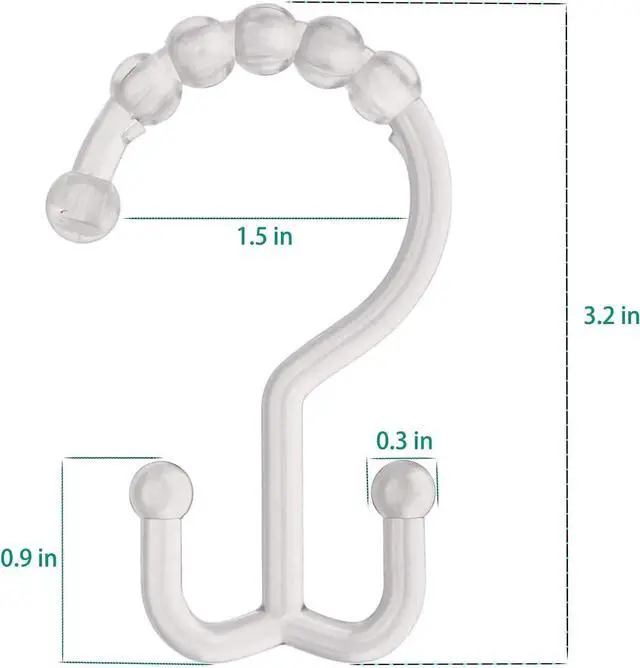 Alt view image 2 of 7 - Resze 12 PCS Clear Double Shower Curtain Hooks,Plastic Shower Curtain Rings