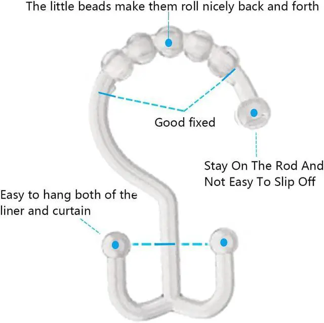 Alt view image 5 of 7 - Resze 12 PCS Clear Double Shower Curtain Hooks,Plastic Shower Curtain Rings