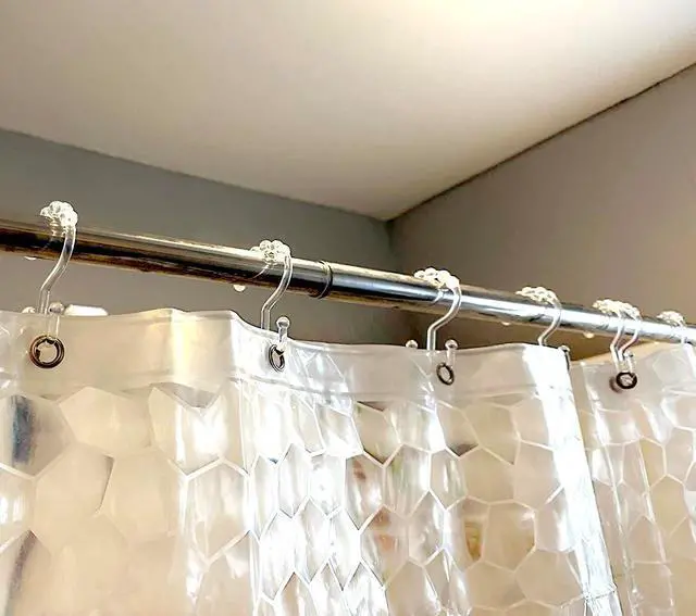 Alt view image 7 of 7 - Resze 12 PCS Clear Double Shower Curtain Hooks,Plastic Shower Curtain Rings