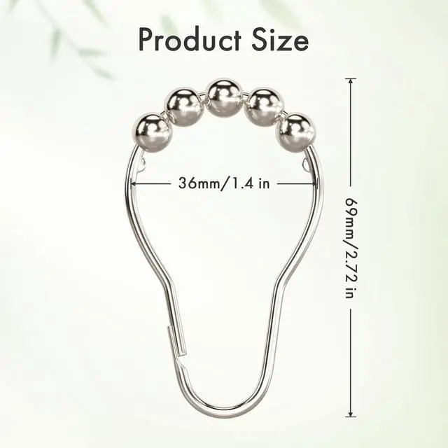 Alt view image 2 of 7 - Amazer Shower Curtain Rings, Set of 12, Rust-Resistant Metal Shower Hooks Ring Shower Rings for Curtain Rolling Shower Curtain Hooks for Bathroom Shower Rod Shower Curtain Hangers, Nickel