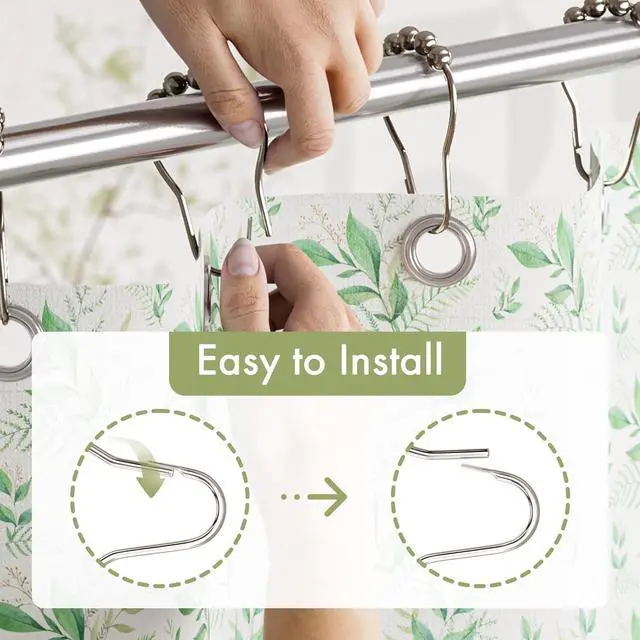 Alt view image 4 of 7 - Amazer Shower Curtain Rings, Set of 12, Rust-Resistant Metal Shower Hooks Ring Shower Rings for Curtain Rolling Shower Curtain Hooks for Bathroom Shower Rod Shower Curtain Hangers, Nickel