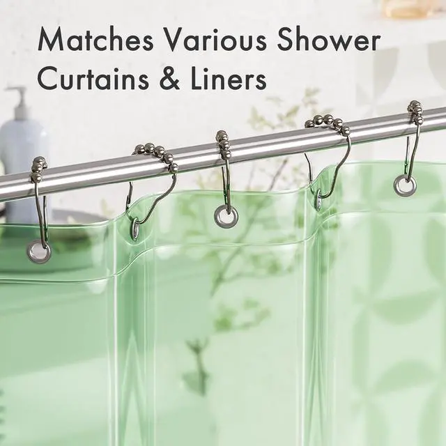Alt view image 5 of 7 - Amazer Shower Curtain Rings, Set of 12, Rust-Resistant Metal Shower Hooks Ring Shower Rings for Curtain Rolling Shower Curtain Hooks for Bathroom Shower Rod Shower Curtain Hangers, Nickel
