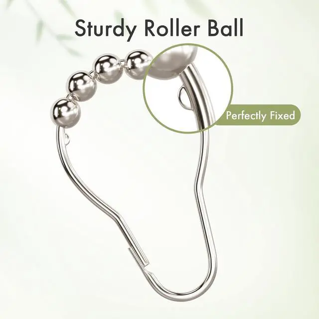 Alt view image 6 of 7 - Amazer Shower Curtain Rings, Set of 12, Rust-Resistant Metal Shower Hooks Ring Shower Rings for Curtain Rolling Shower Curtain Hooks for Bathroom Shower Rod Shower Curtain Hangers, Nickel