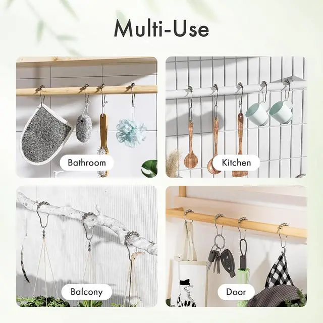 Alt view image 7 of 7 - Amazer Shower Curtain Rings, Set of 12, Rust-Resistant Metal Shower Hooks Ring Shower Rings for Curtain Rolling Shower Curtain Hooks for Bathroom Shower Rod Shower Curtain Hangers, Nickel