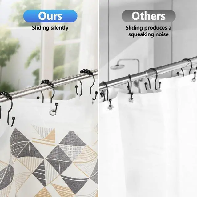 Alt view image 4 of 7 - Resze 12PCS Shower Curtain Hooks, Sturdy Metal Shower Curtain Rings(Black)