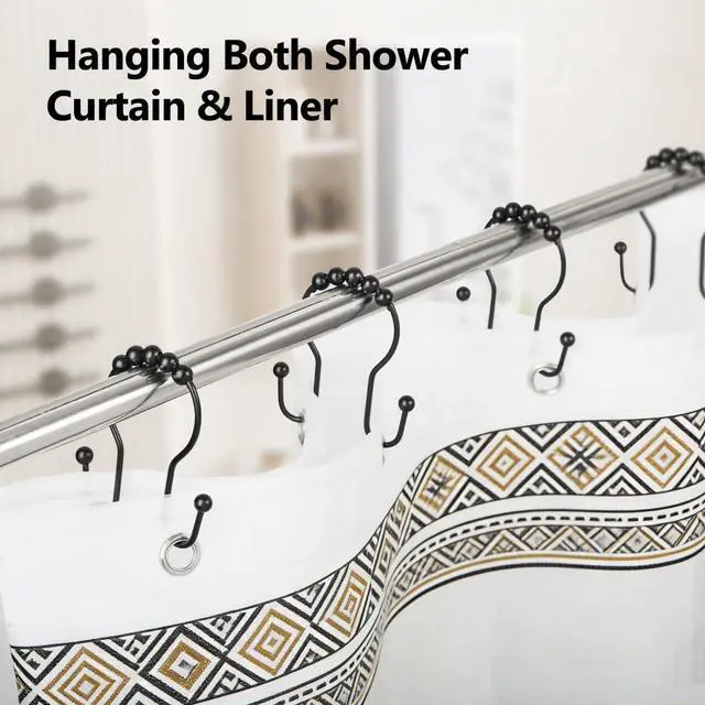 Alt view image 5 of 7 - Resze 12PCS Shower Curtain Hooks, Sturdy Metal Shower Curtain Rings(Black)
