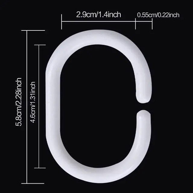 Alt view image 4 of 6 - 36 Pcs Plastic White Shower Curtain Rings Curtain C Rings Hooks Hanger Bath Drape Loop Clip Glide