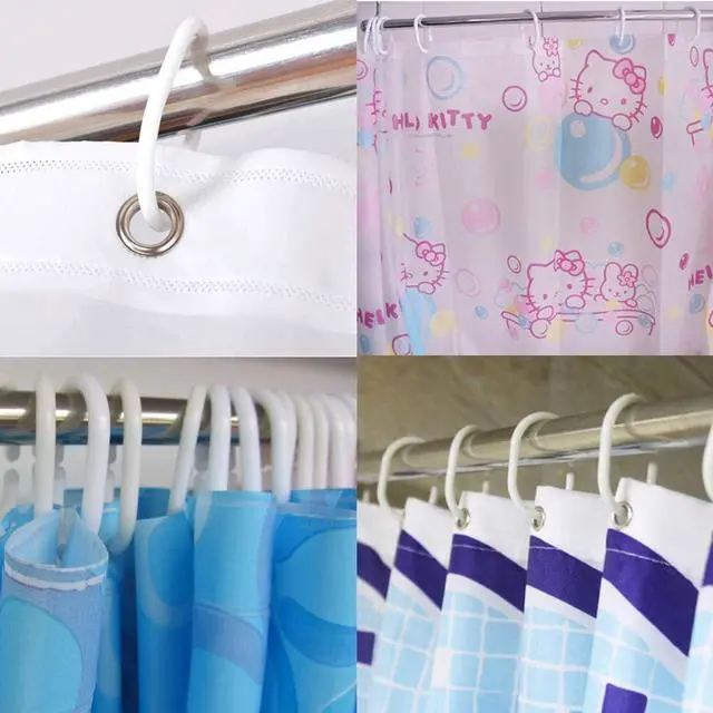 Alt view image 5 of 6 - 36 Pcs Plastic White Shower Curtain Rings Curtain C Rings Hooks Hanger Bath Drape Loop Clip Glide