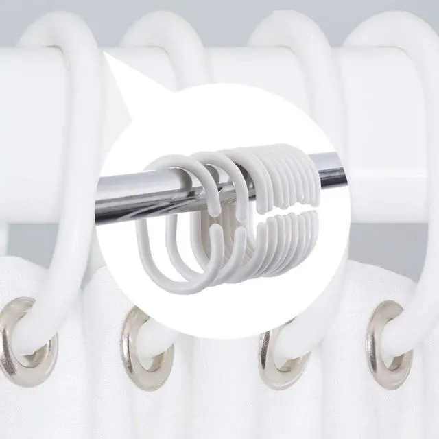 Alt view image 6 of 6 - 36 Pcs Plastic White Shower Curtain Rings Curtain C Rings Hooks Hanger Bath Drape Loop Clip Glide