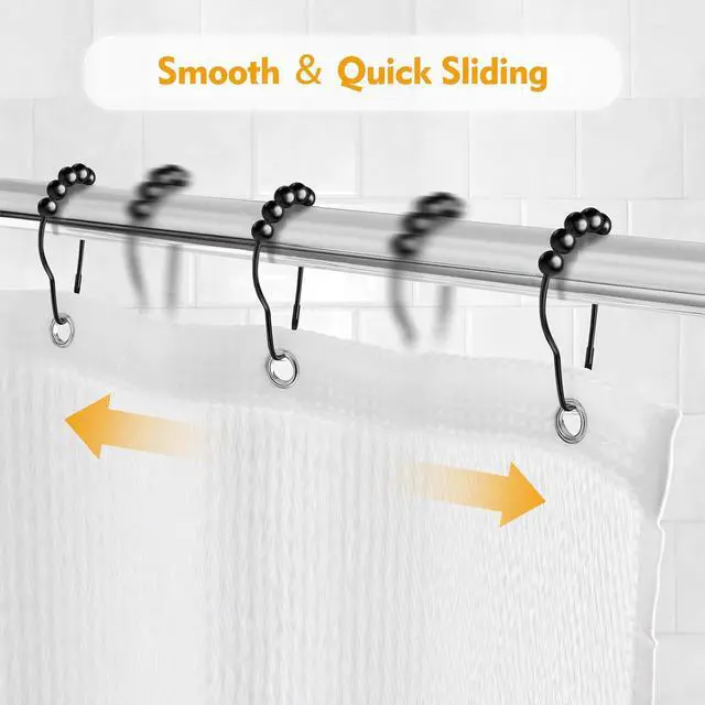 Alt view image 6 of 7 - 12 PCS Shower Curtain Hooks, Practical Black Shower Curtain Hooks