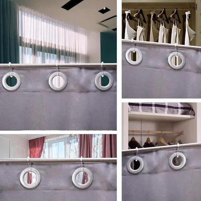 Alt view image 5 of 5 - Plastic Shower Curtain Rings Hooks for Bathroom Shower Window Rod (Clear 24 Pack)