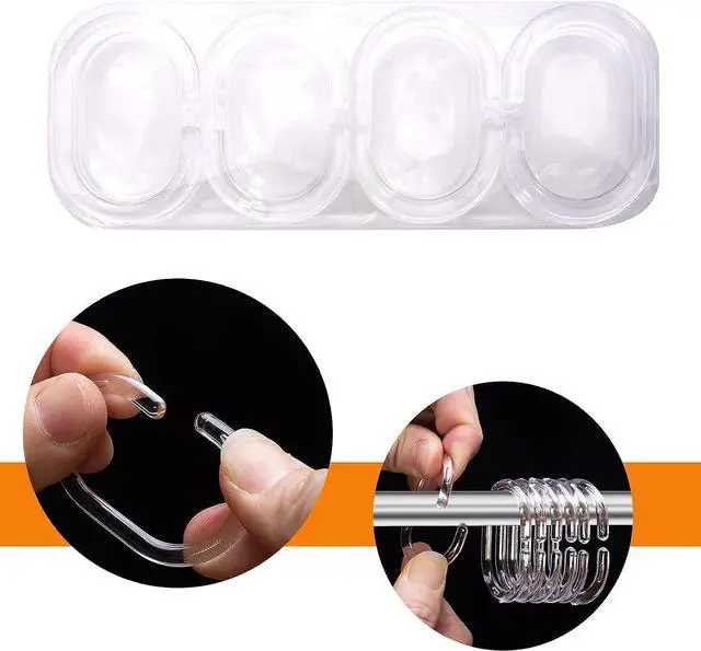 Alt view image 3 of 5 - Plastic Shower Curtain Rings Hooks for Bathroom Shower Window Rod (Clear 24 Pack)