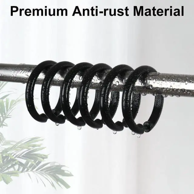 Alt view image 4 of 7 - Kutesna 24PCS Shower Curtain Hooks,Black Shower Curtain Rings
