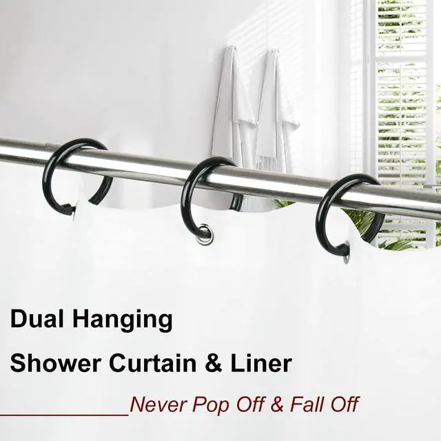 Alt view image 7 of 7 - Kutesna 24PCS Shower Curtain Hooks,Black Shower Curtain Rings
