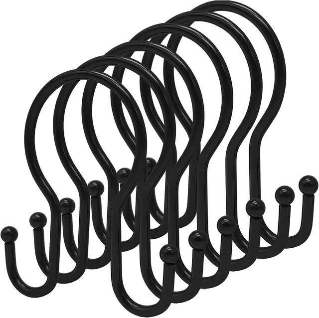Main image of Double Shower Curtain Hooks Rings,24 Pcs Rustproof Metal Shower Hooks for Shower Curtain,Glide Smoothly Double Shower Rings for Curtain,Shower Curtain Hangers Rings for Bathroom Shower Rod(Black)