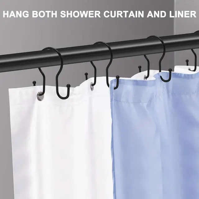 Alt view image 2 of 7 - Double Shower Curtain Hooks Rings,24 Pcs Rustproof Metal Shower Hooks for Shower Curtain,Glide Smoothly Double Shower Rings for Curtain,Shower Curtain Hangers Rings for Bathroom Shower Rod(Black)