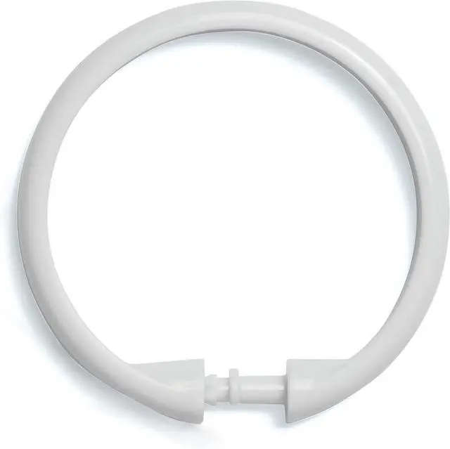 Main image of Kenney KN61217 Rust-Proof Smooth Plastic Shower Curtain Rings for Shower Curtain and Standard Shower Curtain Rod, Bathroom Use, Easy to Snap Closure, Easy to Install, Set of 12, White