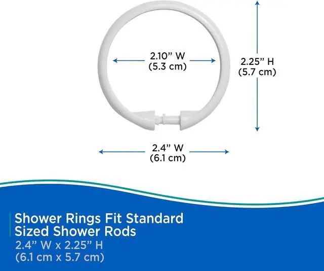 Alt view image 7 of 7 - Kenney KN61217 Rust-Proof Smooth Plastic Shower Curtain Rings for Shower Curtain and Standard Shower Curtain Rod, Bathroom Use, Easy to Snap Closure, Easy to Install, Set of 12, White