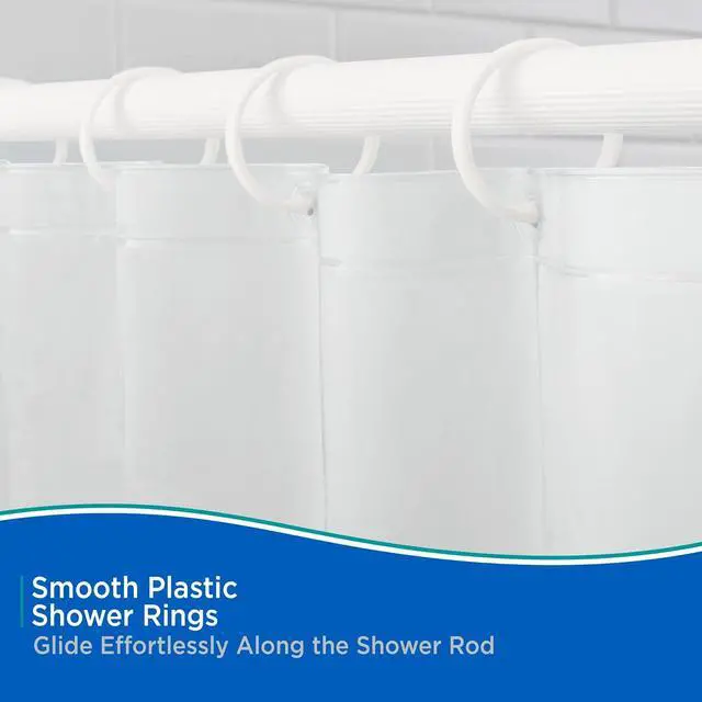 Alt view image 4 of 7 - Kenney KN61217 Rust-Proof Smooth Plastic Shower Curtain Rings for Shower Curtain and Standard Shower Curtain Rod, Bathroom Use, Easy to Snap Closure, Easy to Install, Set of 12, White