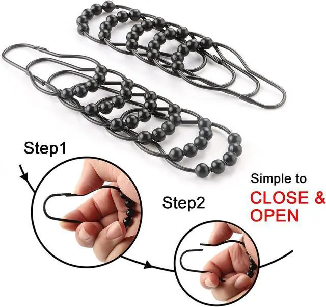 Alt view image 3 of 7 - Shower Curtain Hooks Rings, Rustproof Metal Shower Curtain Rings for Bathroom Shower Rods Curtains - Set of 12, Matte Black