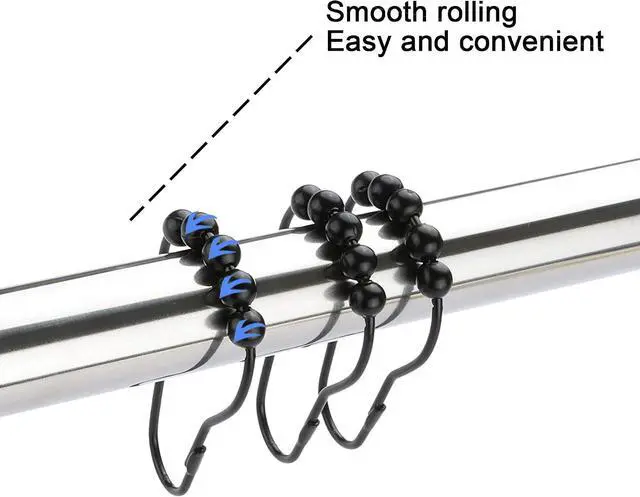 Alt view image 6 of 7 - Shower Curtain Hooks Rings, Rustproof Metal Shower Curtain Rings for Bathroom Shower Rods Curtains - Set of 12, Matte Black
