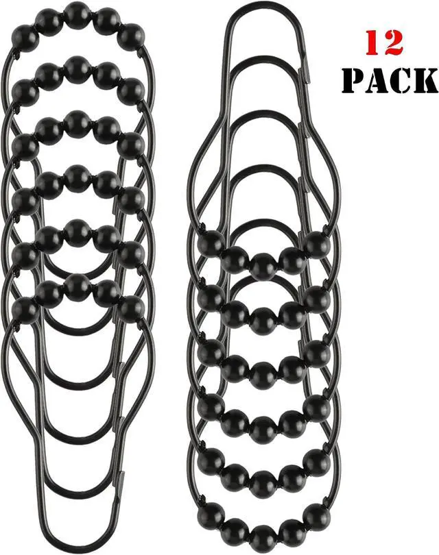 Alt view image 7 of 7 - Shower Curtain Hooks Rings, Rustproof Metal Shower Curtain Rings for Bathroom Shower Rods Curtains - Set of 12, Matte Black