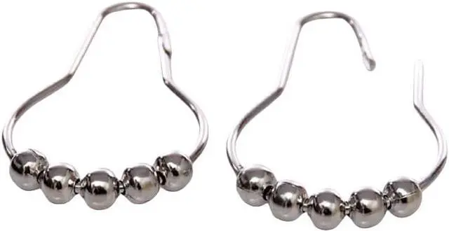 Alt view image 3 of 7 - Shower Curtain Hooks, Decorative Rust Proof Stainless Steel Shower Curtain Hooks for Bathroom Shower Rods Set of 12, Polished Nickel (Chrome12pcs)