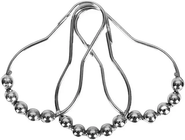 Alt view image 7 of 7 - Shower Curtain Hooks, Decorative Rust Proof Stainless Steel Shower Curtain Hooks for Bathroom Shower Rods Set of 12, Polished Nickel (Chrome12pcs)