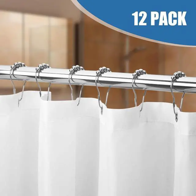 Alt view image 2 of 7 - Shower Curtain Hooks Rings for Bathroom - 12 Pcs Stainless Steel (Silver Pear-Shape)