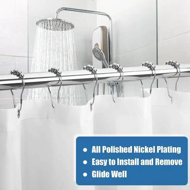 Alt view image 5 of 7 - Shower Curtain Hooks Rings for Bathroom - 12 Pcs Stainless Steel (Silver Pear-Shape)