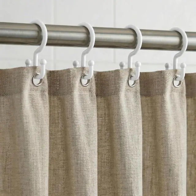 Alt view image 3 of 7 - Bathway White Plastic Double Shower Curtain Hooks, 12 Bathroom Shower Rings