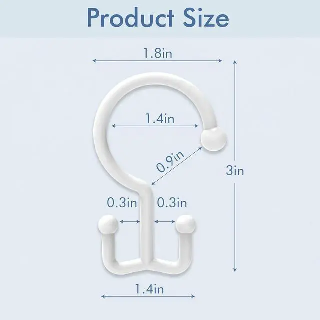Alt view image 7 of 7 - Bathway White Plastic Double Shower Curtain Hooks, 12 Bathroom Shower Rings