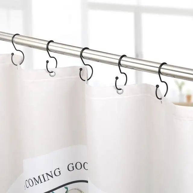 Alt view image 6 of 7 - Goowin Shower Curtain Hooks, Anti-Fall S-Shaped Shower Curtain Ring, Decorative Black Shower Curtain Hooks Rings Rust Proof Shower Rings for Curtain, Shower Hooks for Shower Curtain, 12 Pack, Black