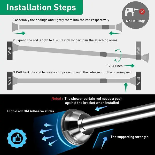 Alt view image 5 of 7 - Adhesive Shower Curtain Rod Holder,Shower Rod Not Included