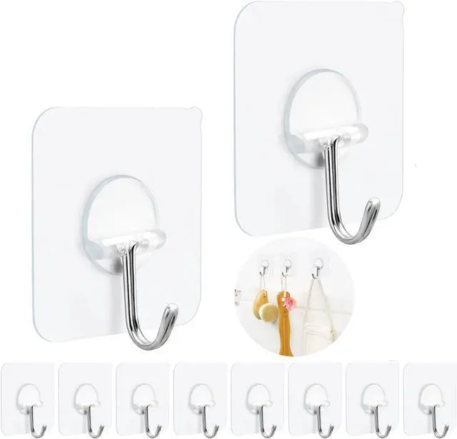 Main image of FOTYRIG Adhesive Hooks Heavy Duty, 15lb(Max) 180 Degree Rotating Wall Sticky Hooks for Hanging Wall Hangers Without Nails Seamless Stick on Bathroom Kitchen Office Outdoors-10 Packs