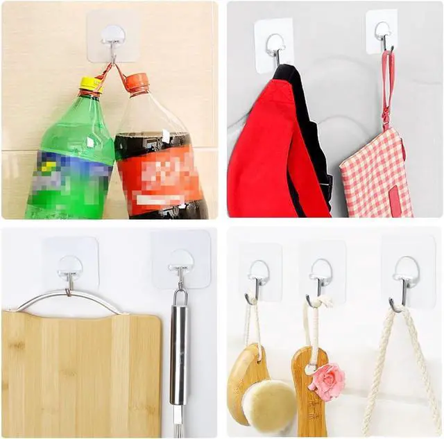 Alt view image 6 of 7 - FOTYRIG Adhesive Hooks Heavy Duty, 15lb(Max) 180 Degree Rotating Wall Sticky Hooks for Hanging Wall Hangers Without Nails Seamless Stick on Bathroom Kitchen Office Outdoors-10 Packs