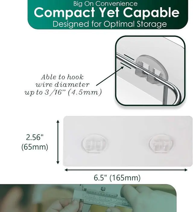 Alt view image 4 of 7 - Shower Caddy Adhesive Replacement Stickers Sticker Shelf Basket Strips Suction Hooks Large Strong Hook (Transparent - 6 Packs)