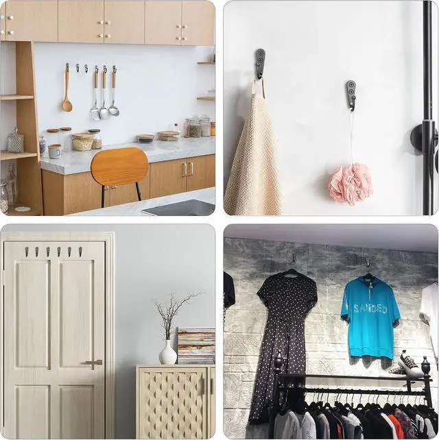 Alt view image 4 of 7 - 15-Pack Black Wall Mount Hooks for Hanging Coats & Towels