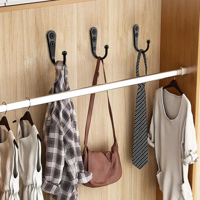 Alt view image 7 of 7 - 15-Pack Black Wall Mount Hooks for Hanging Coats & Towels