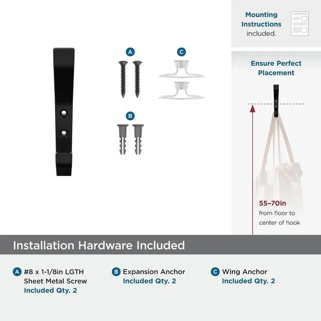 Alt view image 5 of 7 - Amerock Emerge Double Prong Matte Black Wall-Mounted Hook