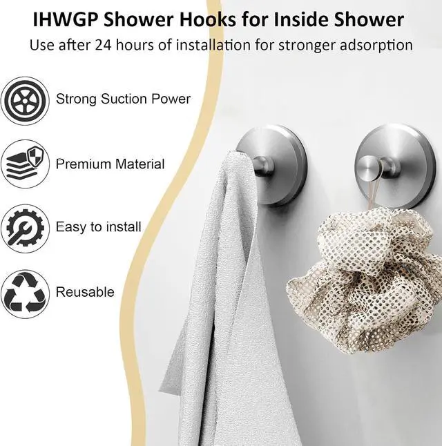 Alt view image 5 of 7 - Suction Cup Hooks for Wreaths,Suction Cup Wreath Hanger,2025 New No Drill Wreath Hanger for Front Door Glass Window Towel Door Bathroom Shower Hooks for Inside Shower,Silver,2PCS