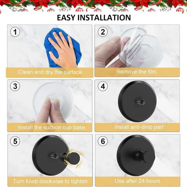 Alt view image 6 of 7 - Suction Cup Hooks for Wreaths,Suction Cup Wreath Hanger,2025 New No Drill Wreath Hanger for Front Door Glass Window Towel Door Bathroom Shower Hooks for Inside Shower,Silver,2PCS