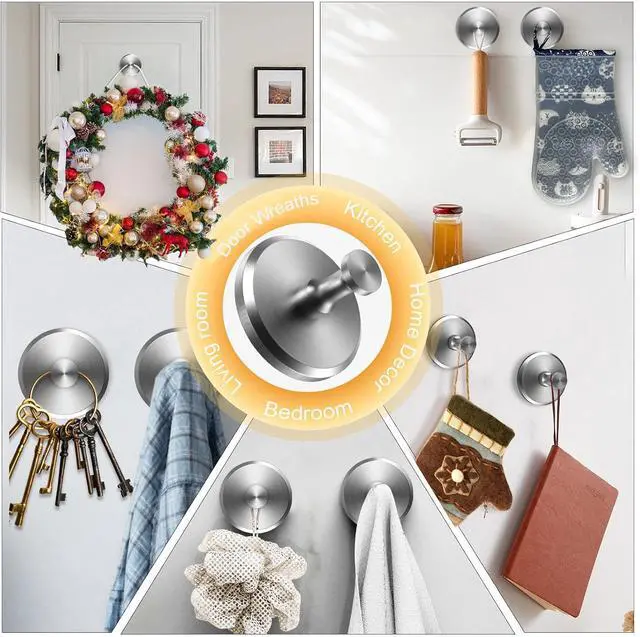 Alt view image 7 of 7 - Suction Cup Hooks for Wreaths,Suction Cup Wreath Hanger,2025 New No Drill Wreath Hanger for Front Door Glass Window Towel Door Bathroom Shower Hooks for Inside Shower,Silver,2PCS