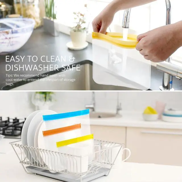 Alt view image 5 of 6 - 10 Pack Reusable Gallon Freezer Bags, Multicolor