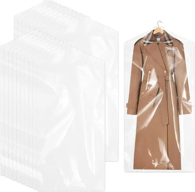 Main image of 20 Clear Plastic Garment Bags for Clothes, Hanging Clothes Storage - Travel Size, 60x90cm