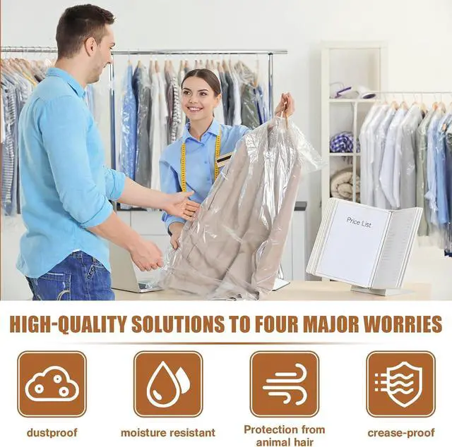 Alt view image 6 of 7 - 20 Clear Plastic Garment Bags for Clothes, Hanging Clothes Storage - Travel Size, 60x90cm