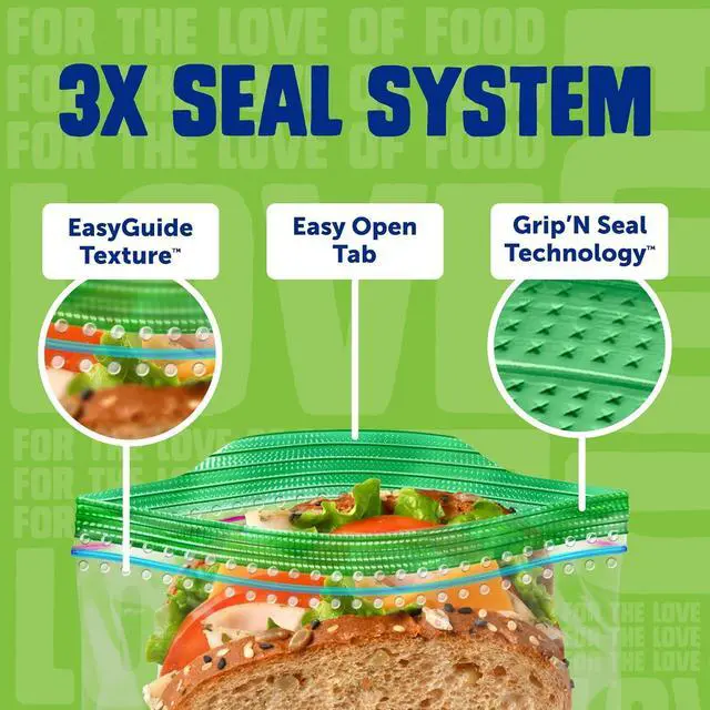 Alt view image 2 of 7 - Ziploc Sandwich and Snack Bags, Easy Open and Close, Plastic Food Storage Bags, 50 Bags Total